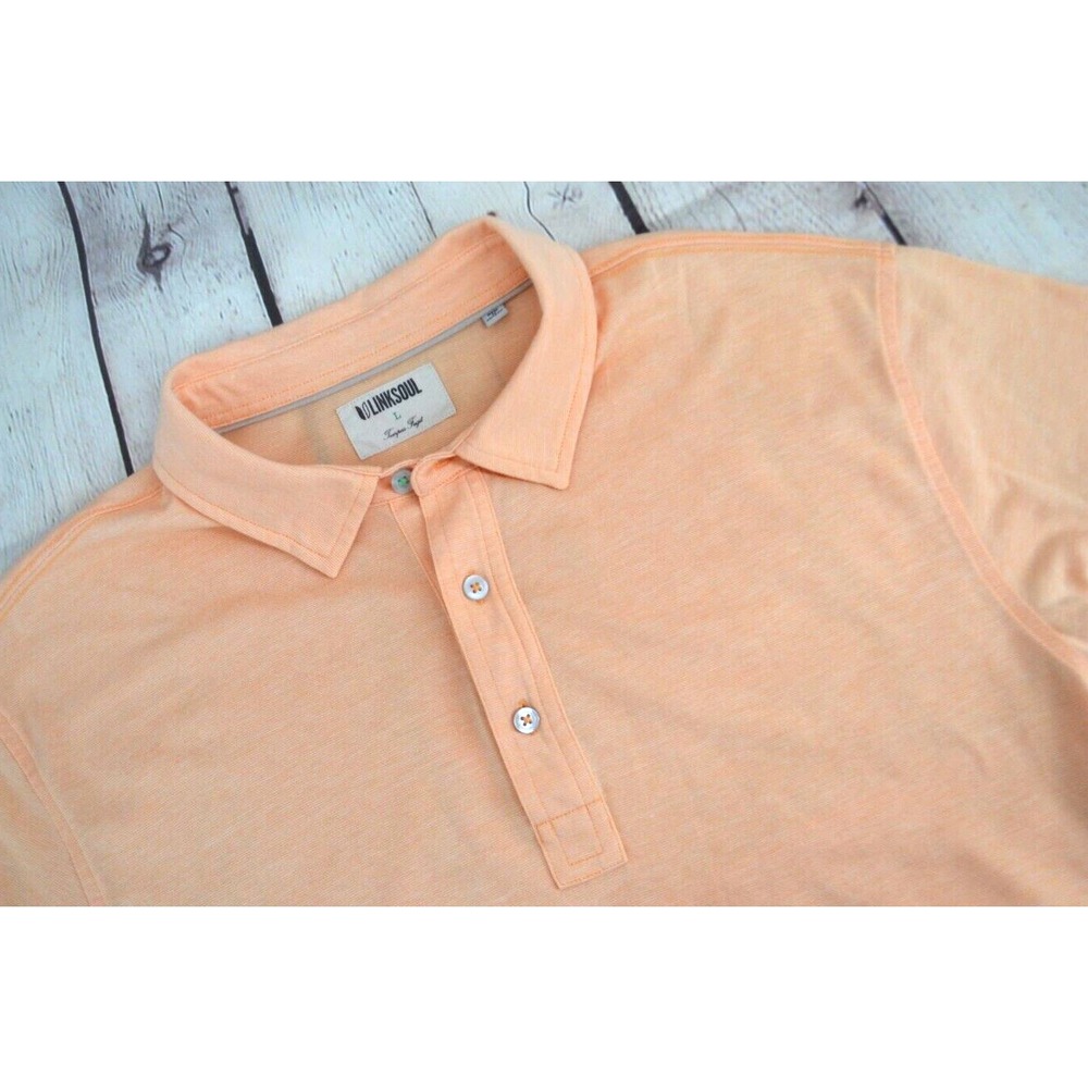 LINKSOUL Men's Tempus Fugit Short Sleeve Polo / Golf Shirt‎ SIZE LARGE Peach